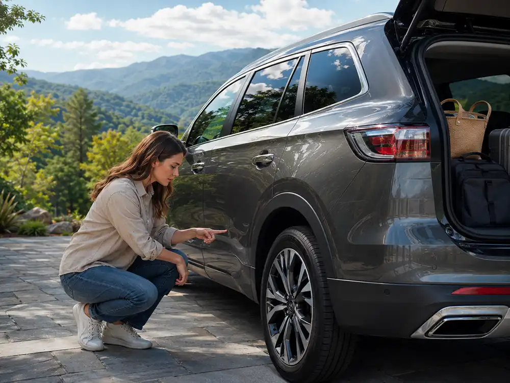 Vehicle checked for dents before summer road trip in Western North Carolina